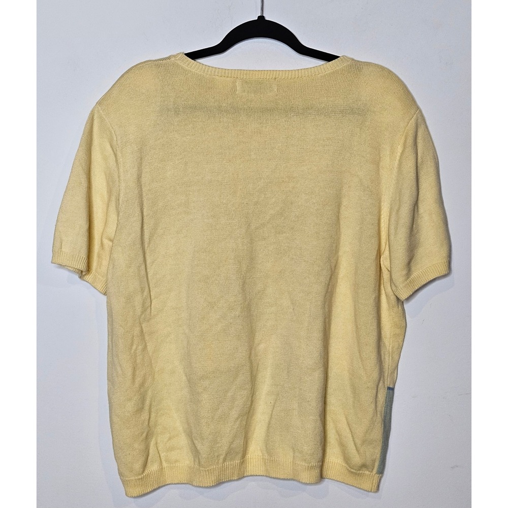 Alfred Dunner Vintage Embellished Palm Tree Beach Pastel Yellow Knit Top XL‎ - Picture 5 of 5